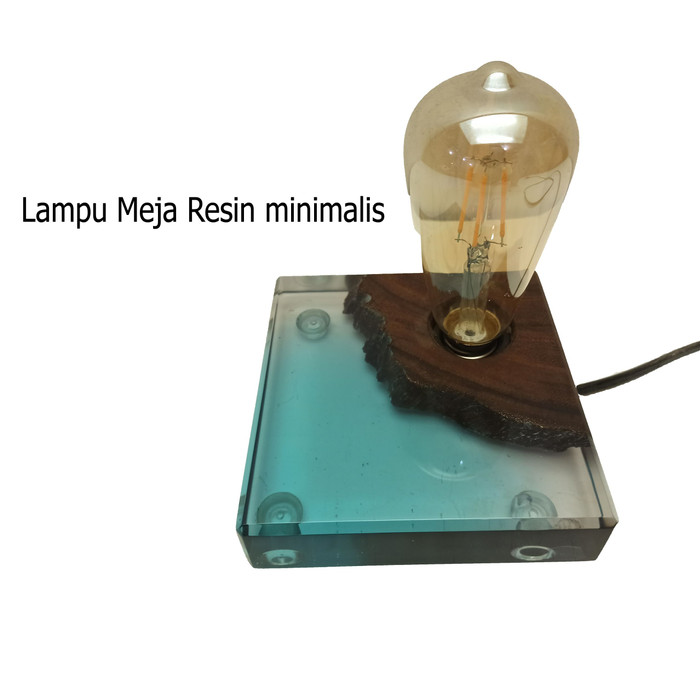 Lampu Meja Minimalis Wood Resin