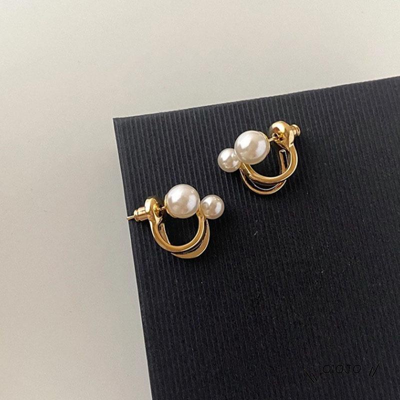 Anting Stud Jarum Mutiara Bahan S925 Silver Gaya Korea Untuk Wanita ol2