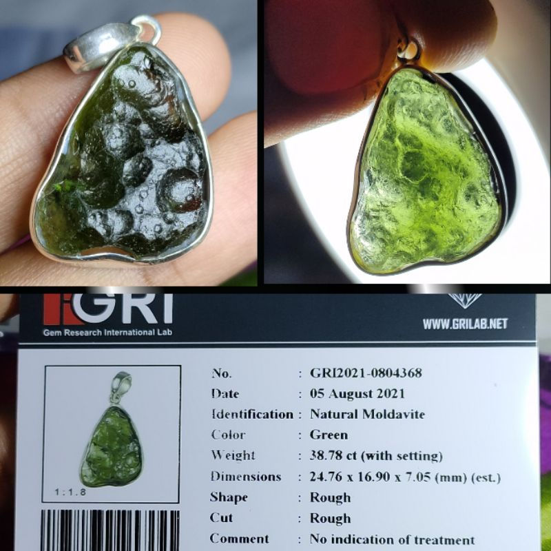 LIONTIN NATURAL MOLDAVITE TEKTITE ORIGIN CZECH ASLI METEOR MEMO GRI LAB