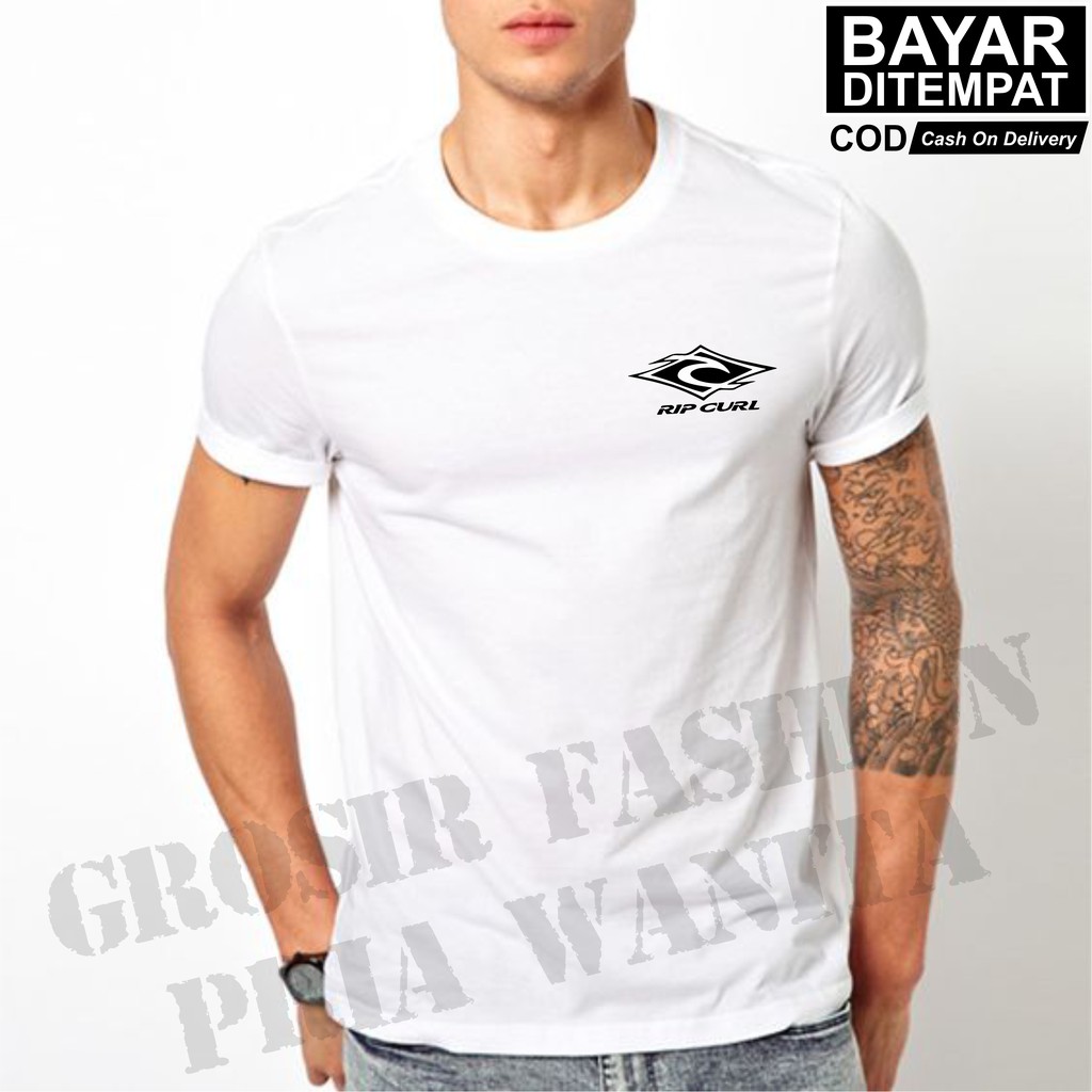 KAOS DISTRO LOGO KECIL RIPCURL / T SHIRT PRIA / KAOS DISTRO PRIA / FASHION PRIA