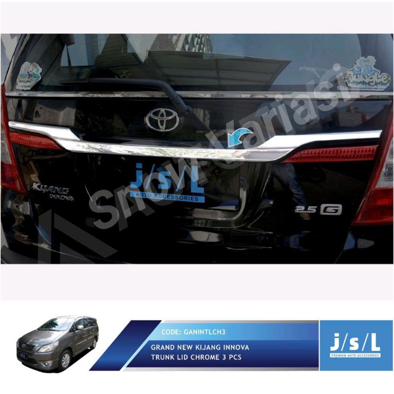 JSL List Bagasi Belakang Grand Kijang Innova Trunk Lid Chrome 3 Pcs