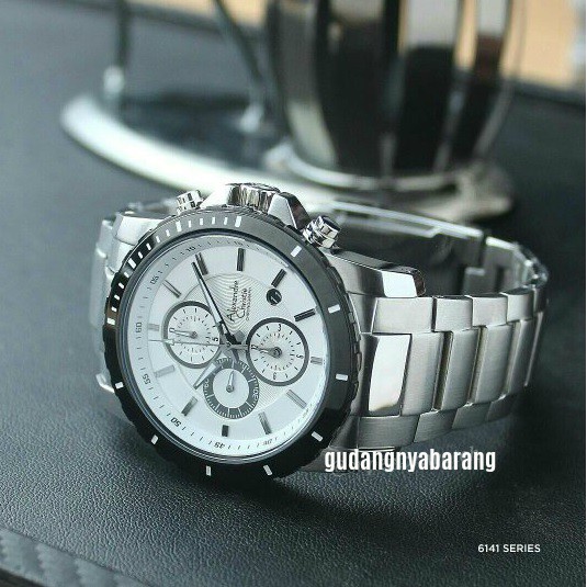 JAM TANGAN PRIA - LAKI - COWOK ALEXANDRE CHRISTIE AC 6141 SILVER WHITE PUTIH ORIGINAL