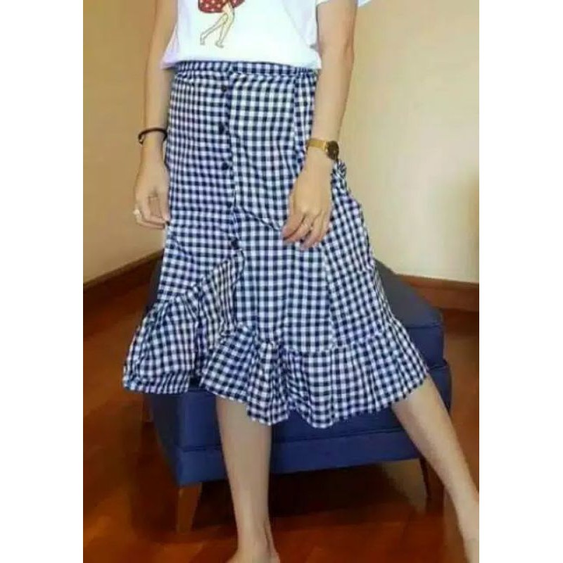 Rok wanita zenia BAHAN KATUN KOTAK, FIT TO L+,-1