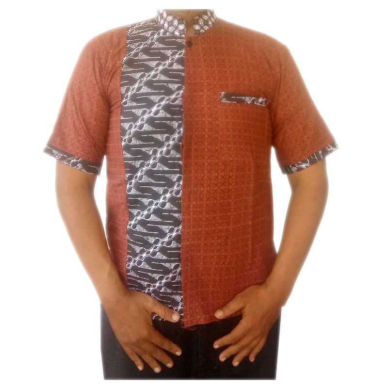 Baju Pakaian Pria Kemeja Koko Batik Embos Muslim Kombinasi Fashion