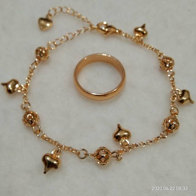 Xuping gelang tangan+cincin emas dewasa