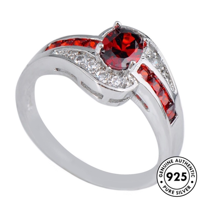 Cincin Sterling Silver 925 Dengan Kristal Warna-Warni Untuk Wanita