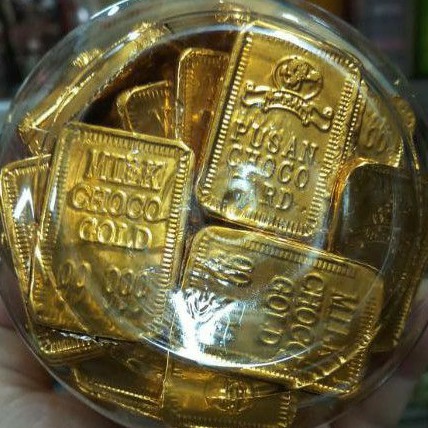 

Cokelat Emas Batangan Pusan - Coklat Emas Batangan (1toples isi 50pcs=290gr) - Chocolate Gold coklat batang emas