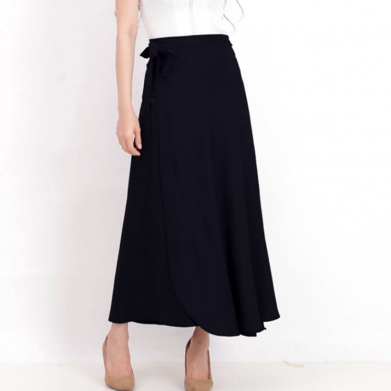 ROK WANITA SKIRT TRAP (BAHAN KATUN SHAKILA)-Hitam