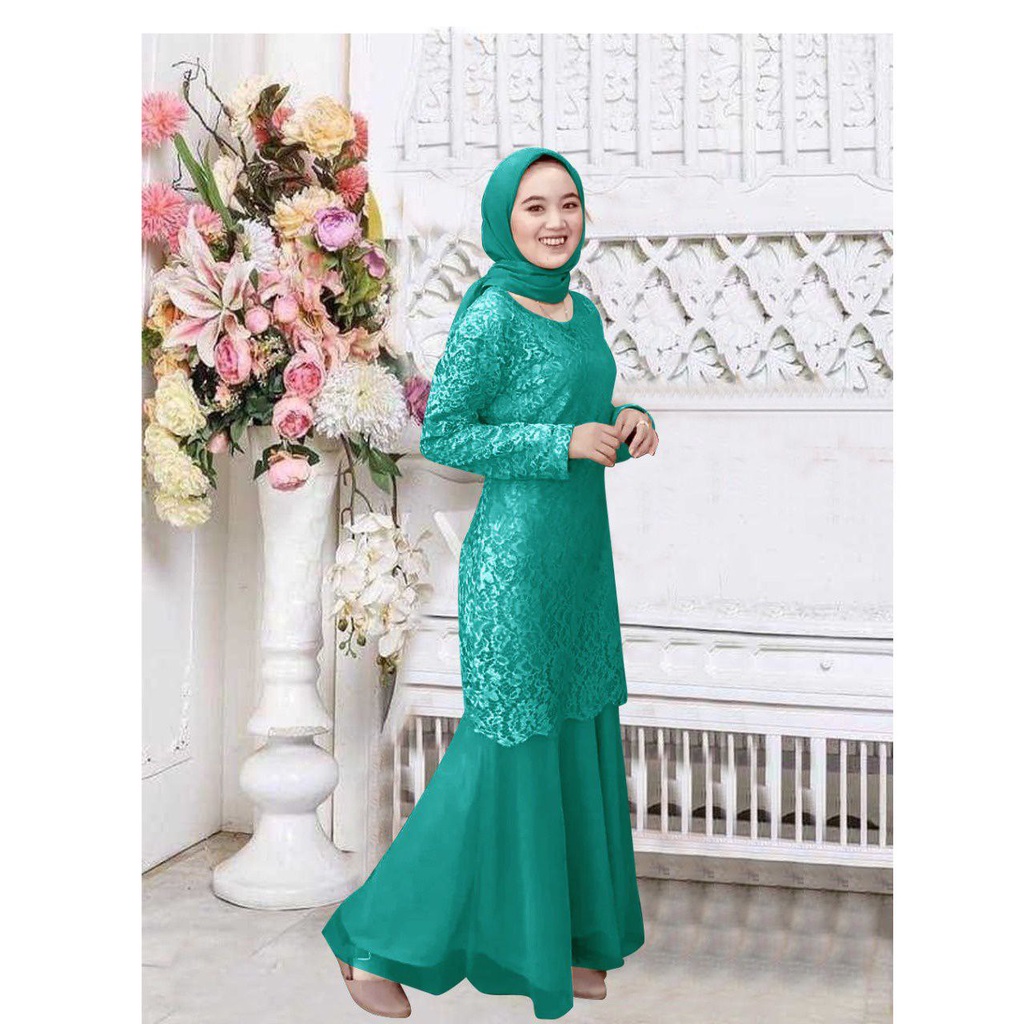 GAMIS BRUKAT NARITA 4ukuran L XL 2XL 3XL DUYUNG TILE / GAMIS  PAKAIAN MUSLIM WANITA DISKON / baju pesta mewah