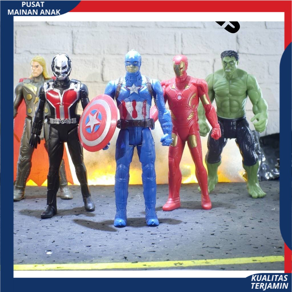 MAINAN ANAK ROBOT ACTION FIGURE Marvel Avengers 5 in1 IRONMAN THOR CAPT AMERICA HULK ANTMAN TERMURAH