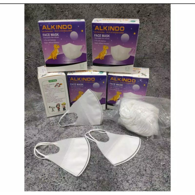 50 pcs MASKER DUCKBILL ANAK PUTIH 3D IJIN KEMENKES