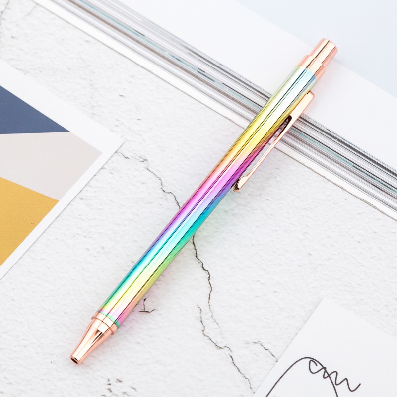 1 Piece Colorful Press Design Metal Ballpoint Pen Business Signature Pen School Students Stationery