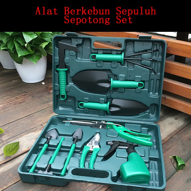 Set Gardening Alat Berkebun isi 10 Pcs Warna  Garpu Kebun Gunting Tanaman Sekop Berkebun
