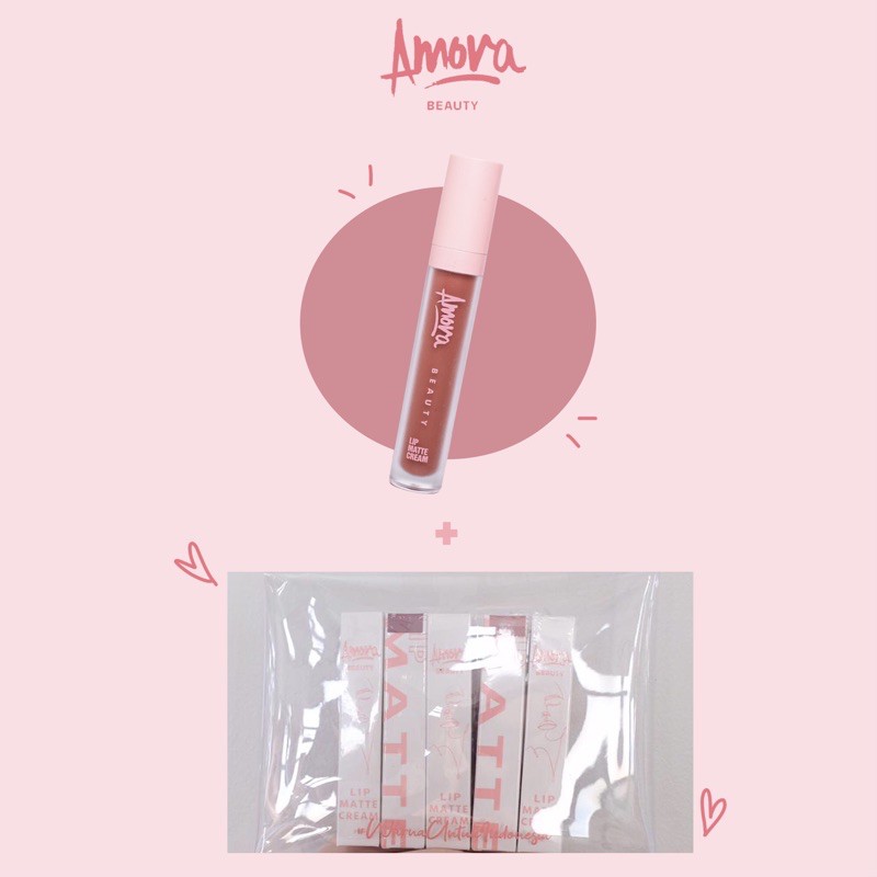 Amora Beauty Lip Matte - Lipstik - Lip Cream - Aruna - Pouch