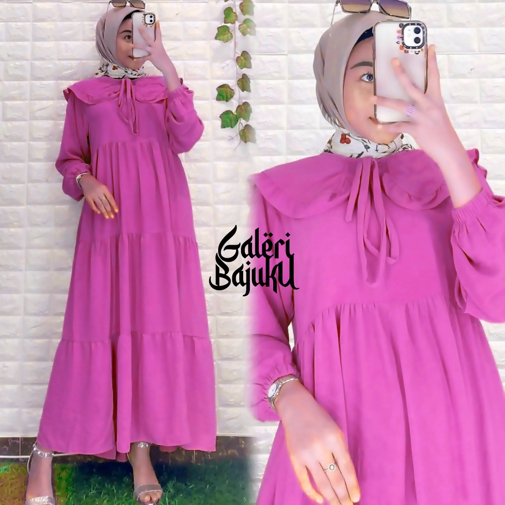 Midi Dress Wanita Premium Bahan Lady Zara Bukan Rayon