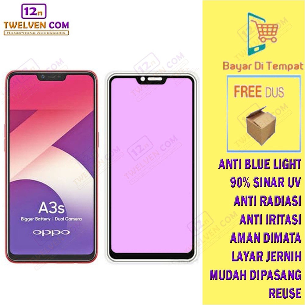 [FLASH SALE] ANTI BLUE LIGHT TEMPERED GLASS Oppo A3s