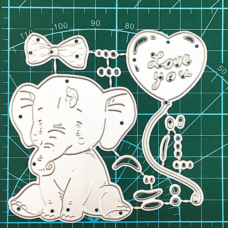 Stensil Cutting Dies Bentuk Hewan Gajah Bahan Logam Untuk Scrapbook Album Foto Kartu Ulang Tahun