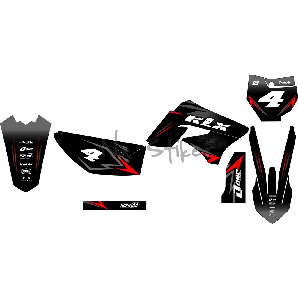 decal klx 150 lama simple merah silver