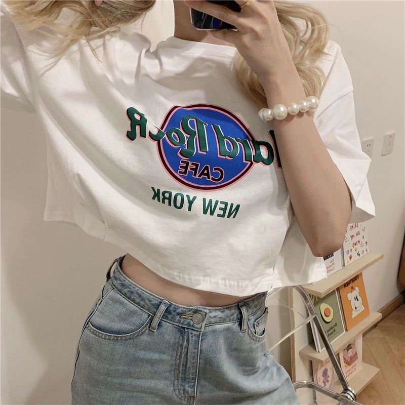 (M - XXL 3XL) CROPTOP kaos Crop Tee NEW YORK Oversize Korean Style Ulzzang Cotton Combed Bigsize Street Wear M L XXL XXXL