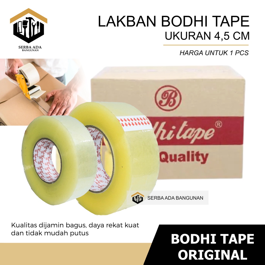 LAKBAN BENING BODHI TAPE ORIGINAL 2INCH X 350 YARD - 2 INCH X 250 YARD (45 MM) TEBAL KUAT ASLI 100%