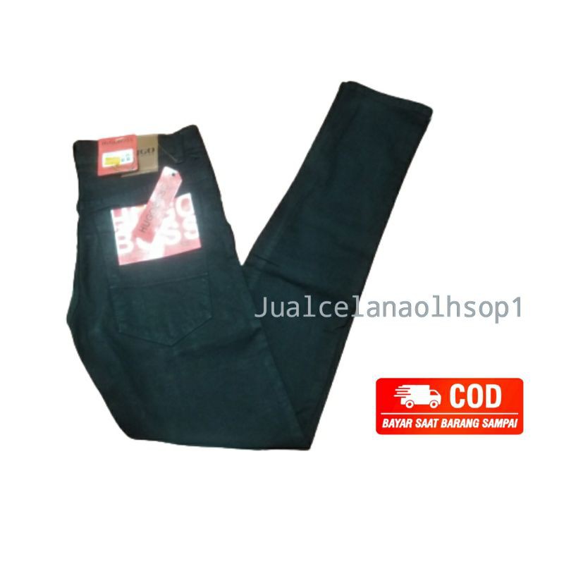 Celana panjang jeans hitam/ celana slim fit jeans