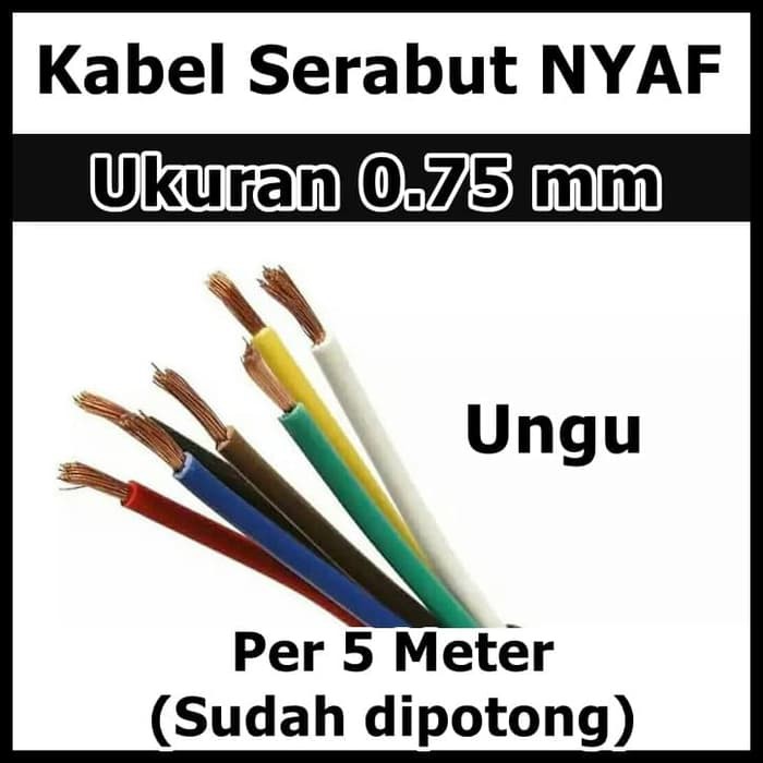 Per 5 Meter Kabel Serabut NYAF 0.75mm 0.75 mm Warna Ungu