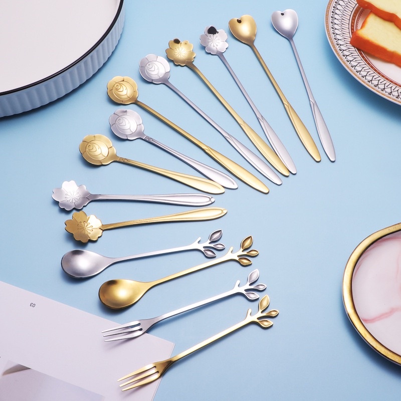 SENDOK TEH KOPI SET TEA SPOON COFFEE SPOON MEWAH ELEGANT SENDOK GOLD SENDOK DESSERT STAINLESS STEEL