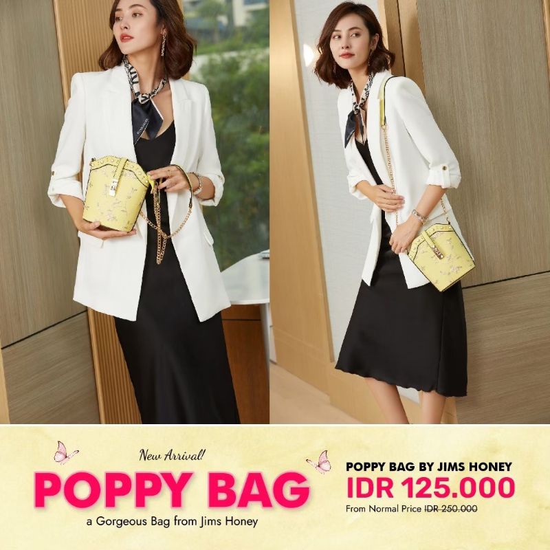 Jims Honey Poppy bag tas selempang wanita tas Korea tas pesta tas kondangan tas unik tas bermotif ta