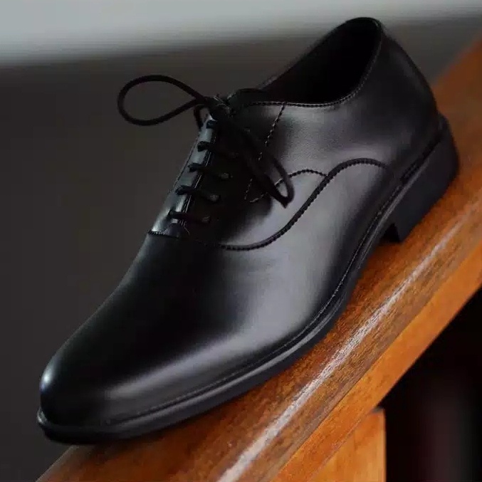 Oxford Black | Sepatu Pantofel Formal Kasual Kerja Kuliah Pria/Cowok/Men Ori Lokal | FORIND x Worka