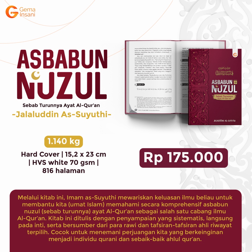 Buku Asbabun Nuzul - Sebab Turunnya Ayat Al-Quran - Gema Insani 100% Original