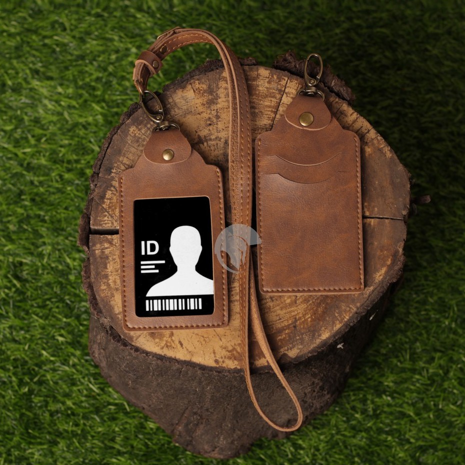 

Name Tag ID Card Holder / Panitia / Gantungan Kartu Nama / Tali ID Card Nama Kulit QUICK Coklat