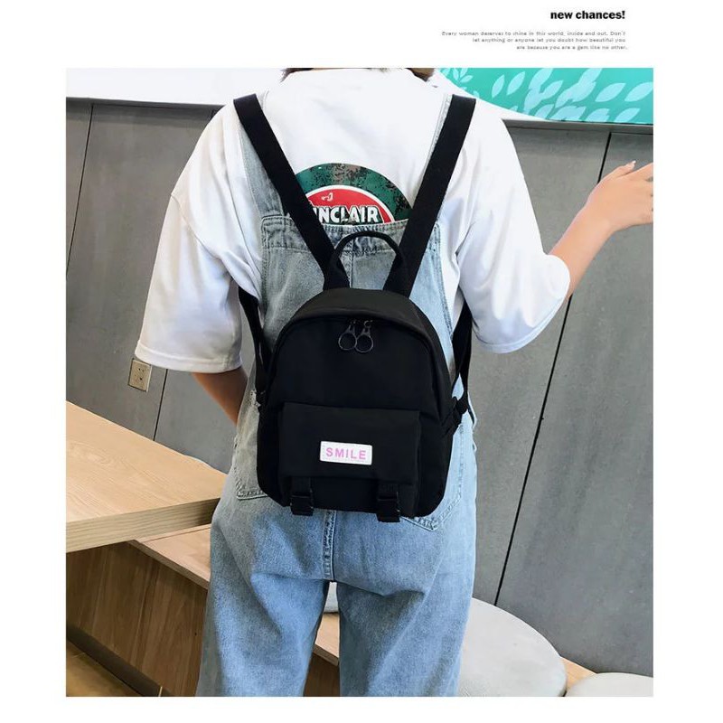 TAS AMELIA RANSEL PUNGGUNG SMILE - Tas Sekolah Backpack Korea Fashion-4