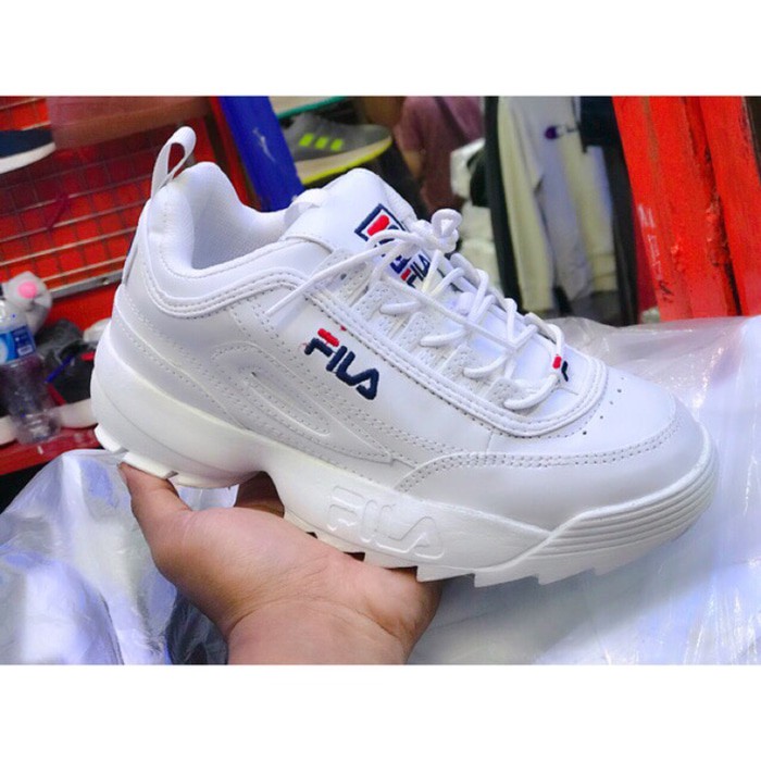 Terlaris FREE KAOS KAKI SEPATU SNEAKERS WANITA KOREA FILA DISTRUPTOR 2 PUTIH