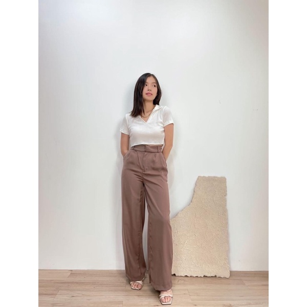 lookatmeofficial • Clara Cullote - Celana Kulot Highwaist Polyester Loose Pants