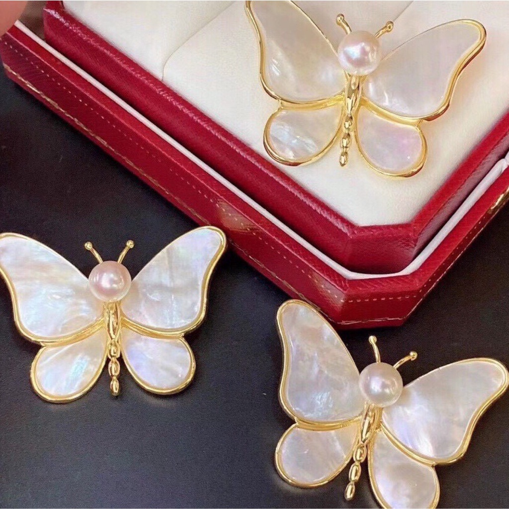 [ Women Pearl Butterfly Brooches  Kawaii Brooch Pins Fashion Alloy Brooch Lapel Hat Collar Jewelry ]