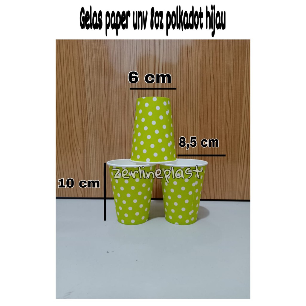 Gelas Paper POLKADOT UNV 8oz (gelas kertas bola-bola)