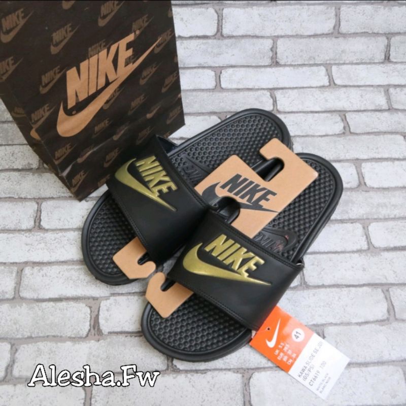 Sandal Slide Nike Bennasi Gold / Sendal Slop Nike Bennasi Hight Quality