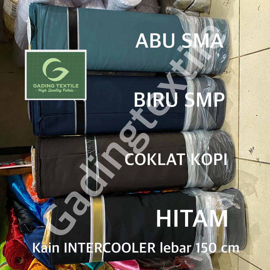 ( per setengah meter ) Kain seragam twill drill high twist INTERCOOLER lebar 150 cm meteran bahan celana rok baju atasan bawahan seragam sekolah KULOT TUNIK pakaian dinas almamater topi jas blazer blaser blouse dasi printing sublime sublim hordeng gorden