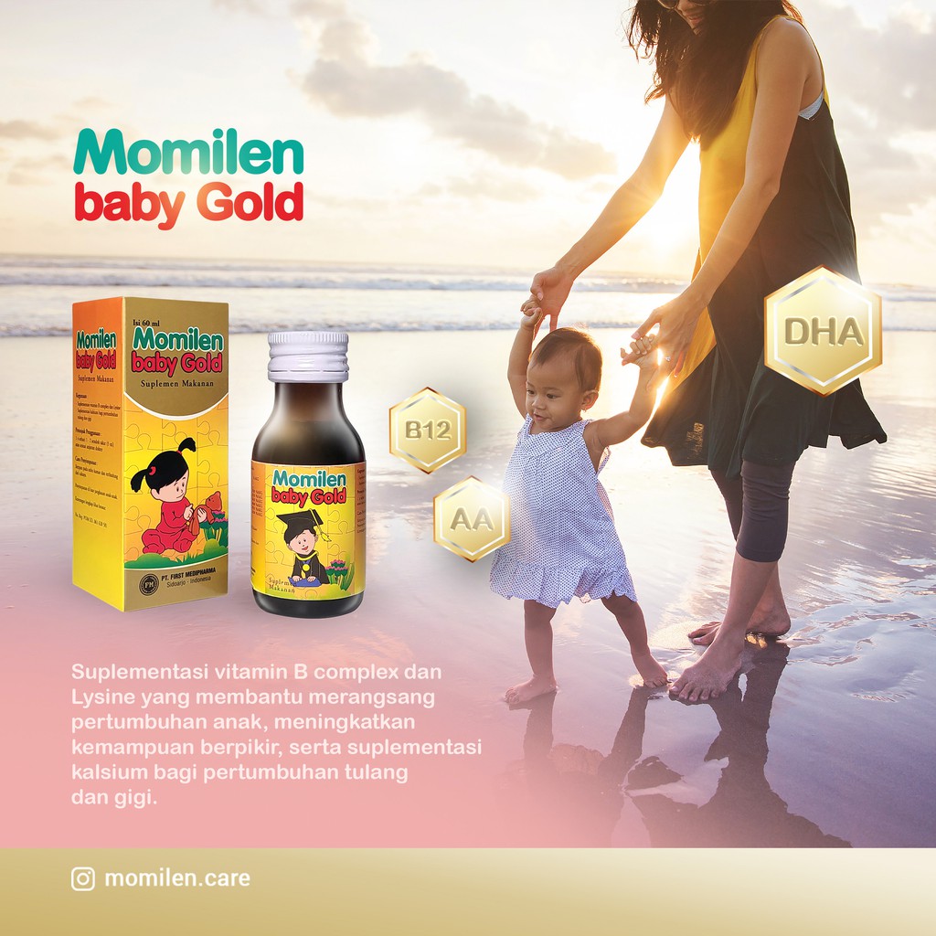 MOMILEN BABY GOLD 60ml / DHA / Pertumbuhan Otak Anak / Tulang dan Gigi / AA / Kemampuan Berpikir