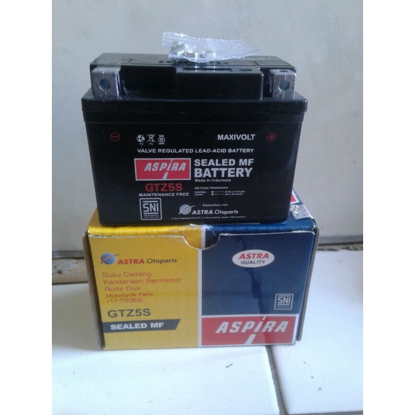 Aki Fuĺl Kering GTZ5S Aspira Astra ORIGINAL Aki Motor Karisma, Beat, Mio J, Shogun 125