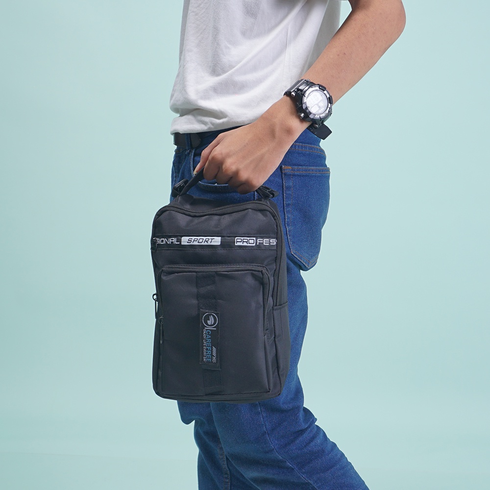 ESL05 - TAS SLEMPANG PRIA MODEL WAISTBAG BAHAN KULIT PU KUALITAS MEWAH