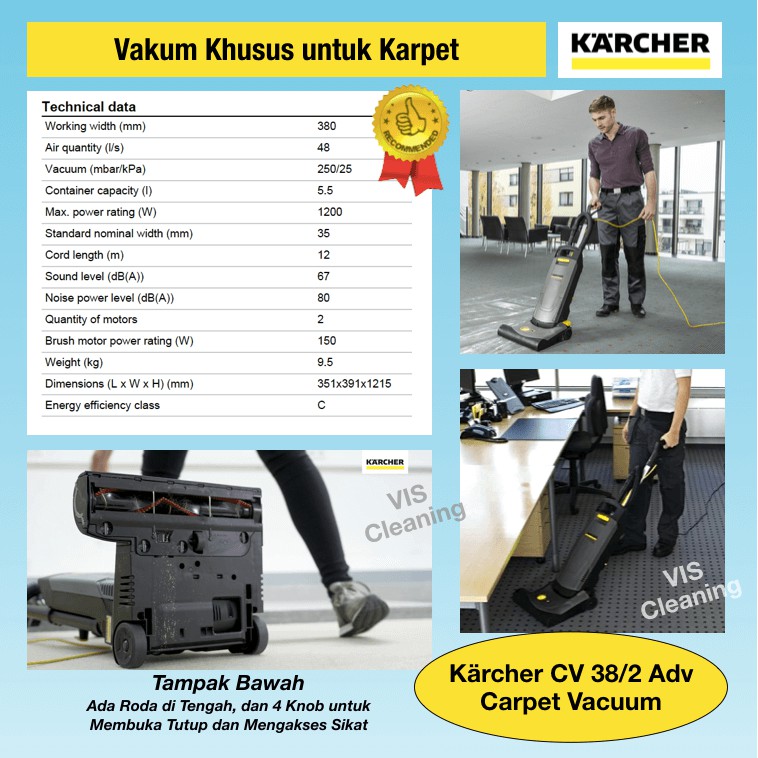 Carpet Vacuum Karcher CV 38/2 Adv ( Vakum Khusus Karpet )