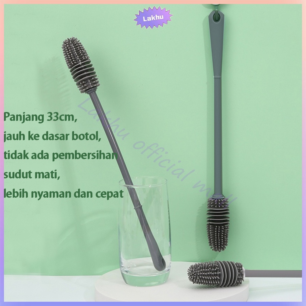 Lakhu sikat botol susu bayi panjang silikon/pembersih botol susu bayi