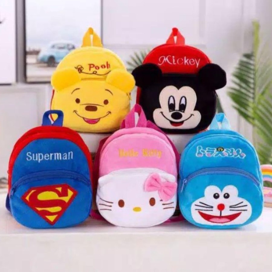Tas Sekolah Anak 3D Karakter Kartun Lucu Tas Ransel Motif Balita TK Hello Kitty Doraemon Mini Cocok
