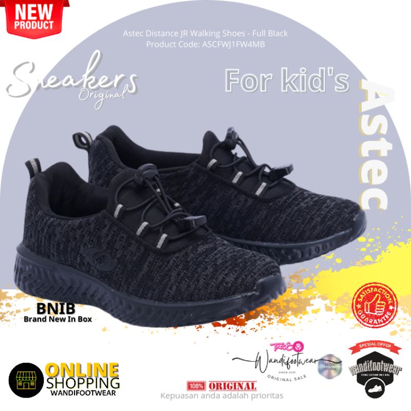 Sepatu anak Astec Distance JR Walking Shoes - Black original