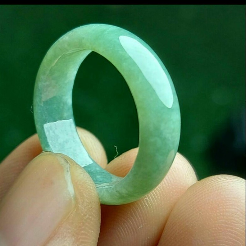Cincin Giok Asli Burma Tipe-A Green Jade