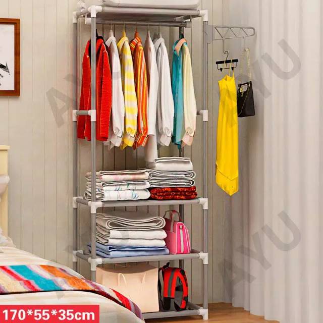 Preloved square steady stand hanger rak buku rak lemari pakaian tanpa cover