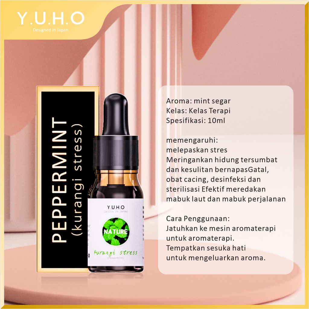 YUHO Diffuser humidifier mobil portable essential oil reed hampers safe care aromatheraphy pembersih udara Pelembab minyak esensial aromaterapi parfum pengharum uap ruangan air purifier penyejuk infuser minimisk-Y-Peppermint