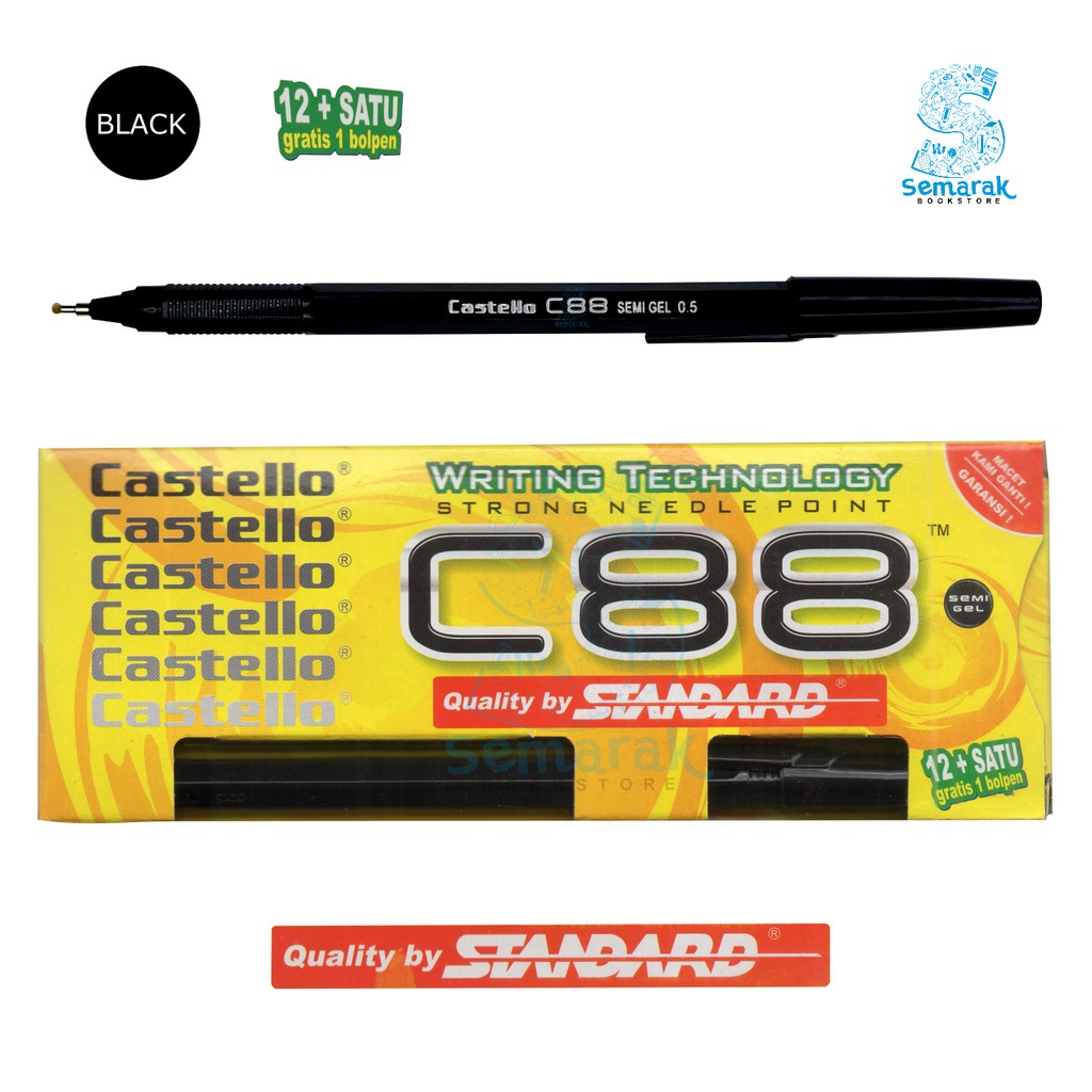 

Standard Castello C88 Pulpen Semi Gel 0.5 - Hitam [1 Pack / 12 + 1 Pcs]