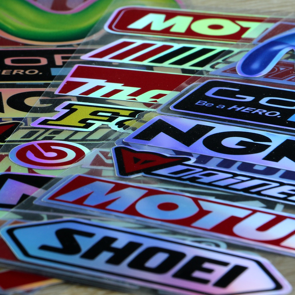 GOPRO NGK Motul SHOEA Stiker Strip Laser Pelangi Untuk Dekorasi Helm Motor YAMAHA TMAX Kawasaki KTM